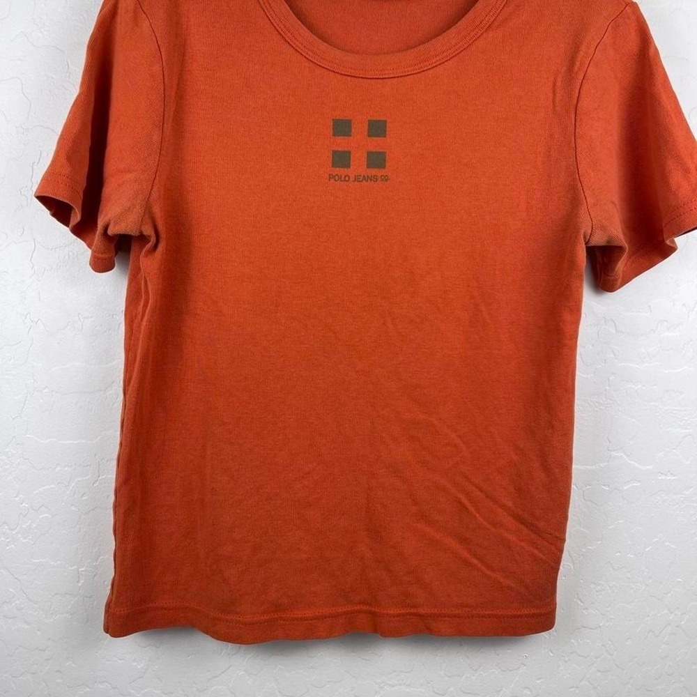 Vintage polo jeans co Ralph Lauren orange cotton tshirt size L - Picture 1 of 5